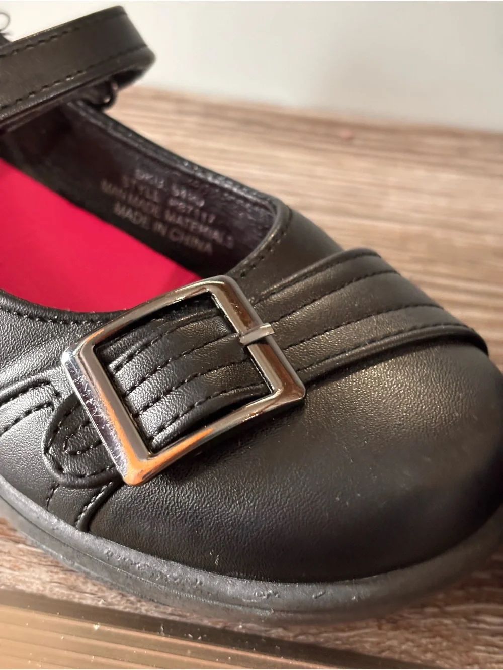 Girls Petalia Black Mary Jane Dress Shoes with Buckle Strap